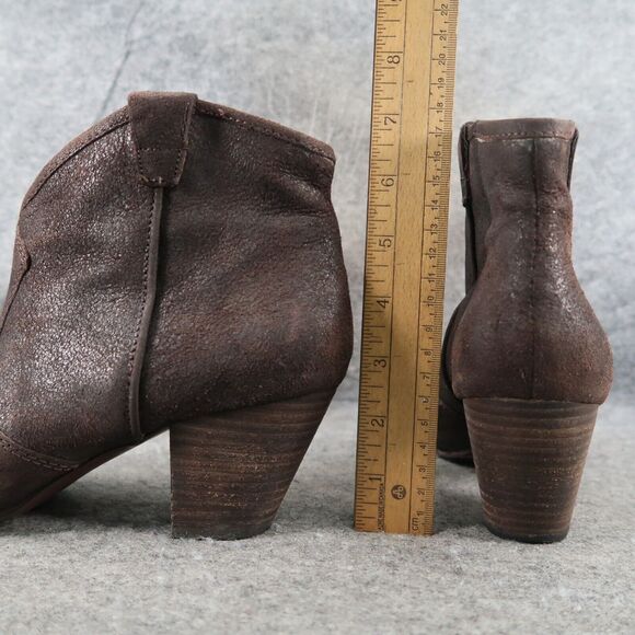 Ash Shoes Womens 40 Bootie Classic Leather Block Heel Pull On Jalouse Distressed - Picture 5 of 14